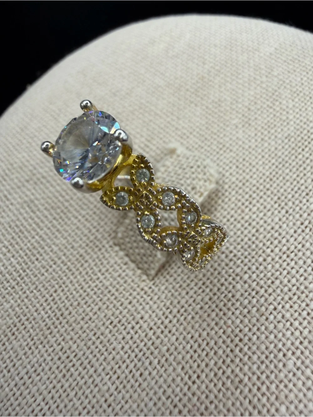 Gold & Silver Toned Cubic Zirconia S925 Ring Size 7